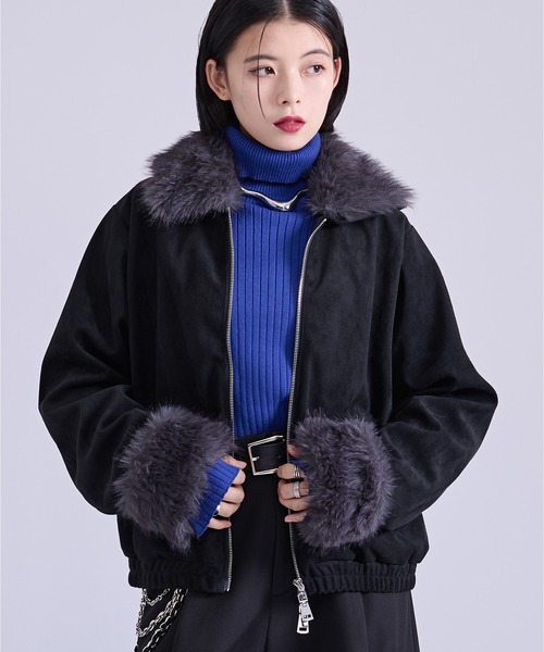Ellno Loset(エルノロゼット)の「2wayファーブルゾン(ブルゾン・メンズ・ブラック/ブラック系その他/キャメル・LARGE/MEDIUM/SMALL)」の1枚目の写真