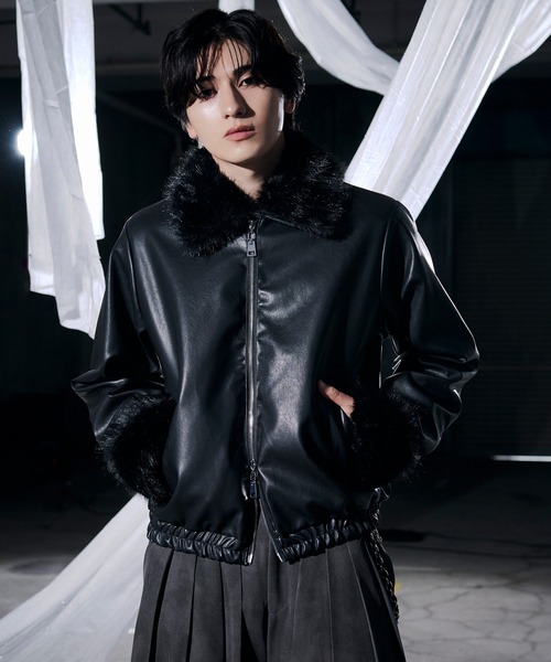 Ellno Loset(エルノロゼット)の「2wayファーブルゾン(ブルゾン・メンズ・ブラック/ブラック系その他/キャメル・LARGE/MEDIUM/SMALL)」の9枚目の写真
