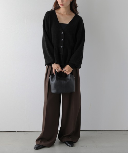 AMELY(エミリー)の「ペプラムVネック ニットカーディガン/羽織り/トップス/リブニット(カーディガン/ボレロ・レディース・ブラック/ベージュ/ブラウン/グレー・フリー)」の15枚目の写真
