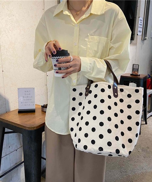TONE SELECT GOODS(トーンセレクトグッズ)の「Liaa/ドット柄 ミニトートバッグ A18853(トートバッグ・レディース・ホワイト・FREE)」の1枚目の写真