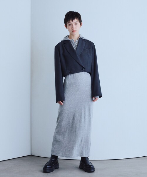 CODE A（コードエー）の「UKI UKI＊CODE A｜hooded jersey dress（ワンピース・レディース・グレー/ネイビー・38/36）」の17枚目の写真