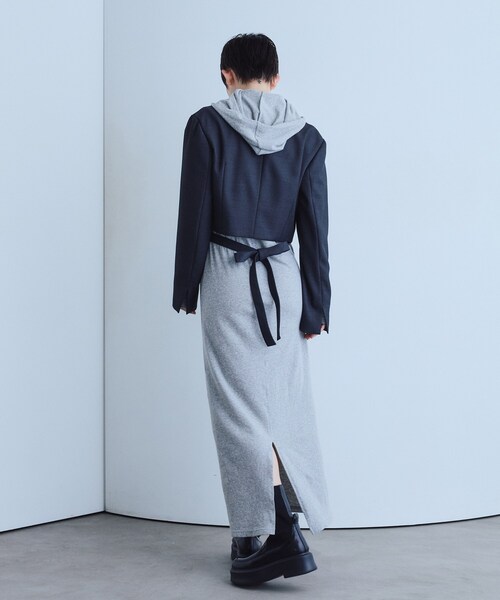CODE A（コードエー）の「UKI UKI＊CODE A｜hooded jersey dress（ワンピース・レディース・グレー/ネイビー・38/36）」の18枚目の写真