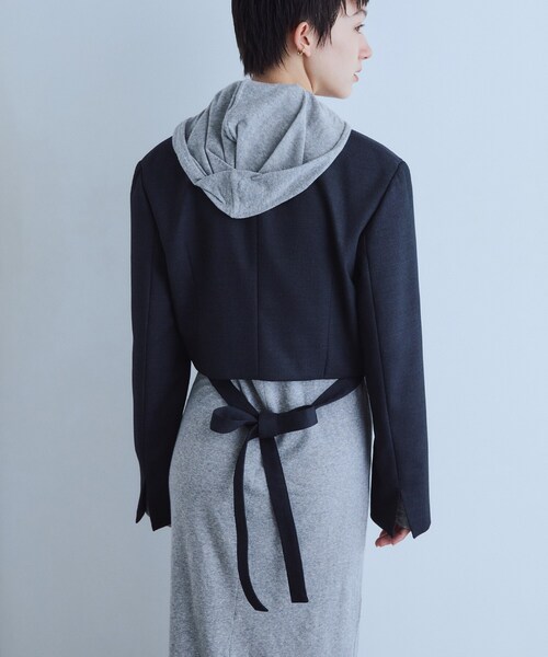 CODE A（コードエー）の「UKI UKI＊CODE A｜hooded jersey dress（ワンピース・レディース・グレー/ネイビー・38/36）」の19枚目の写真