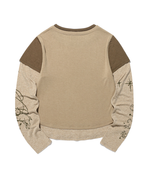 NICE GHOST CLUB（ナイスゴーストクラブ）の「TATTOO LAYERED LS TEE_BEIGE(NG2GFFT554A)（Tシャツ/カットソー・レディース・ベージュ・SMALL/MEDIUM）」の2枚目の写真