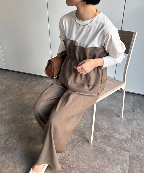 Jena espace merveilleux(ジェナ エスパスメルヴェイユ)の「フリルビスチェセットアップ 秋服(ワンピース・レディース・グレー/ブラウン・FREE)」の5枚目の写真