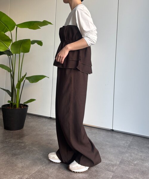 Jena espace merveilleux(ジェナ エスパスメルヴェイユ)の「フリルビスチェセットアップ 秋服(ワンピース・レディース・グレー/ブラウン・FREE)」の6枚目の写真