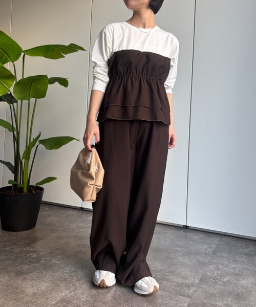 Jena espace merveilleux(ジェナ エスパスメルヴェイユ)の「フリルビスチェセットアップ 秋服(ワンピース・レディース・グレー/ブラウン・FREE)」の7枚目の写真