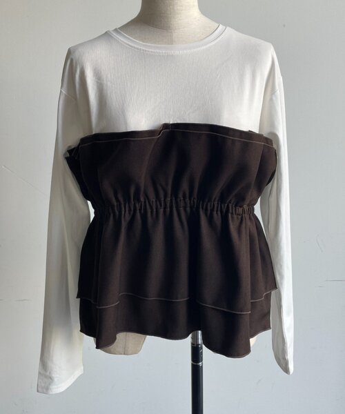 Jena espace merveilleux(ジェナ エスパスメルヴェイユ)の「フリルビスチェセットアップ 秋服(ワンピース・レディース・グレー/ブラウン・FREE)」の12枚目の写真