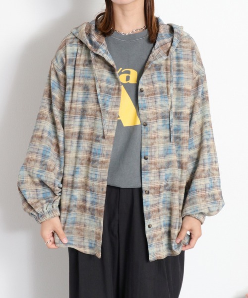 cepo(セポ)の「チェックフードシャツジャケット(シャツ/ブラウス・レディース・イエロー系/ブルー系・M)」の10枚目の写真
