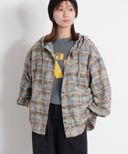 cepo(セポ)の「チェックフードシャツジャケット(シャツ/ブラウス・レディース・イエロー系/ブルー系・M)」の9枚目の写真