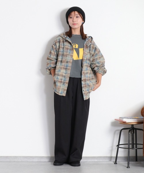 cepo(セポ)の「チェックフードシャツジャケット(シャツ/ブラウス・レディース・イエロー系/ブルー系・M)」の3枚目の写真