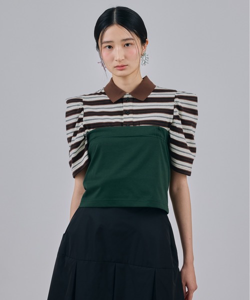 NON TOKYO(ノントーキョー)の「3WAY BORDER POLO SHIRT(ポロシャツ・レディース・ブルー系/ネイビー系/ブラウン系・FREE)」の1枚目の写真
