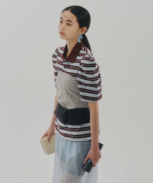 NON TOKYO(ノントーキョー)の「3WAY BORDER POLO SHIRT(ポロシャツ・レディース・ブルー系/ネイビー系/ブラウン系・FREE)」の3枚目の写真