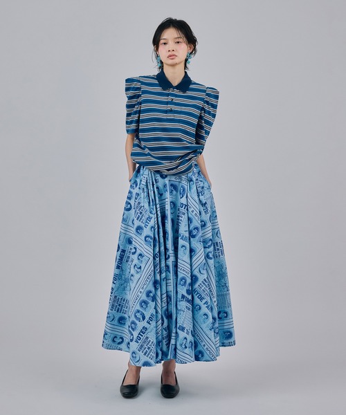 NON TOKYO(ノントーキョー)の「3WAY BORDER POLO SHIRT(ポロシャツ・レディース・ブルー系/ネイビー系/ブラウン系・FREE)」の6枚目の写真