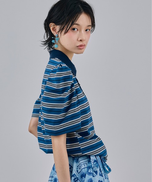 NON TOKYO(ノントーキョー)の「3WAY BORDER POLO SHIRT(ポロシャツ・レディース・ブルー系/ネイビー系/ブラウン系・FREE)」の8枚目の写真