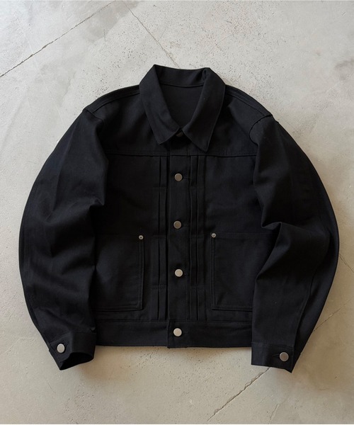 kutir(クティール)の「CROPPED RIGID DENIM JACKET/クロップドリジットデニムジャケット(デニムジャケット・メンズ・ダークブラック/インディゴブルー/ブラック・LARGE/MEDIUM)」の2枚目の写真