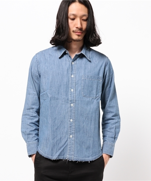 SEVENDAYS=SUNDAY(セブンデイズサンデイ)の「5.5ozデニム 長袖レギュラーシャツ(シャツ/ブラウス・メンズ・インディゴブルー/ライトインディゴブルー・MEDIUM/SMALL/LARGE)」の2枚目の写真