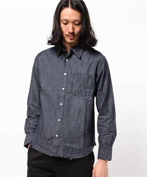 SEVENDAYS=SUNDAY(セブンデイズサンデイ)の「5.5ozデニム 長袖レギュラーシャツ(シャツ/ブラウス・メンズ・インディゴブルー/ライトインディゴブルー・MEDIUM/SMALL/LARGE)」の1枚目の写真
