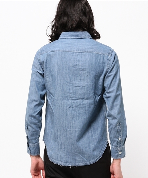 SEVENDAYS=SUNDAY(セブンデイズサンデイ)の「5.5ozデニム 長袖レギュラーシャツ(シャツ/ブラウス・メンズ・インディゴブルー/ライトインディゴブルー・MEDIUM/SMALL/LARGE)」の4枚目の写真