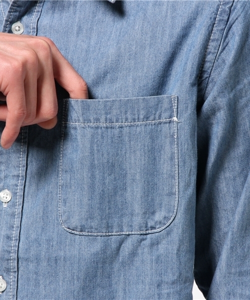 SEVENDAYS=SUNDAY(セブンデイズサンデイ)の「5.5ozデニム 長袖レギュラーシャツ(シャツ/ブラウス・メンズ・インディゴブルー/ライトインディゴブルー・MEDIUM/SMALL/LARGE)」の7枚目の写真