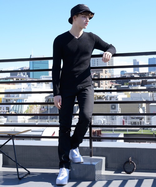 ８(eight)（エイト）の「リブ編み Vネック ニットセーター（ニット/セーター・メンズ・グレー/チャコールグレー/ホワイト/ブラック/ワイン/ネイビー/カーキ・LARGE/MEDIUM/X-LARGE）」の10枚目の写真