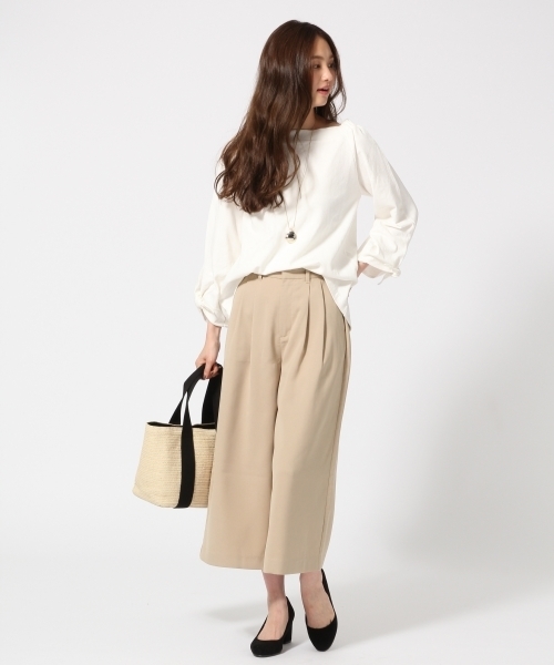 GLOBAL WORK(グローバルワーク)の「2WAYソデリボンカットプルオーバー/745590(Tシャツ/カットソー・レディース・ホワイト/その他/ブルー/ベージュ・MEDIUM/LARGE)」の9枚目の写真