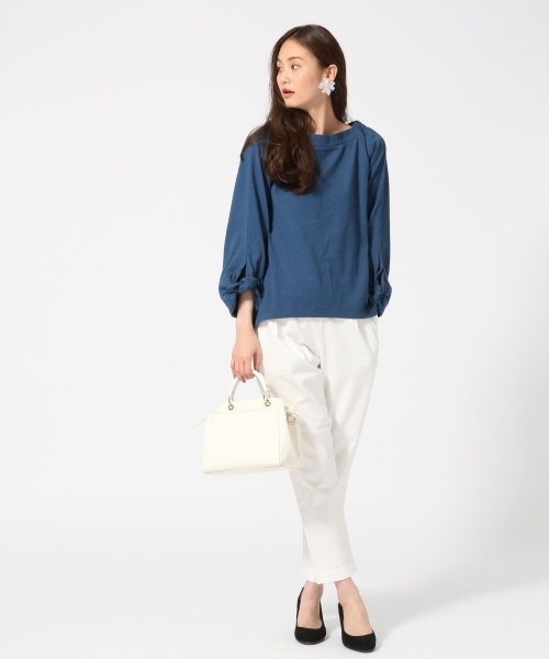 GLOBAL WORK(グローバルワーク)の「2WAYソデリボンカットプルオーバー/745590(Tシャツ/カットソー・レディース・ホワイト/その他/ブルー/ベージュ・MEDIUM/LARGE)」の12枚目の写真