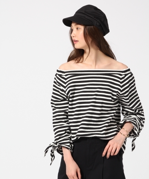 GLOBAL WORK(グローバルワーク)の「2WAYソデリボンカットプルオーバー/745590(Tシャツ/カットソー・レディース・ホワイト/その他/ブルー/ベージュ・MEDIUM/LARGE)」の14枚目の写真