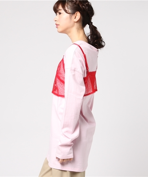 Candy Stripper（キャンディストリッパー）の「MADLY CAT LONG TEE & TULLE CAMISOLE（Tシャツ/カットソー・レディース・ピンク/オフホワイト/ブラック・2）」の5枚目の写真