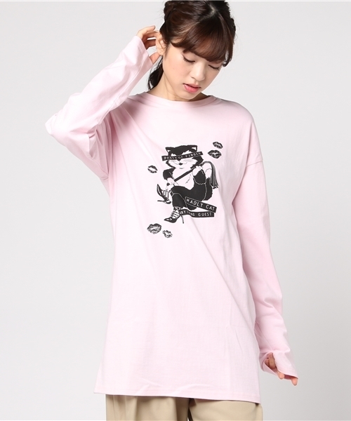 Candy Stripper（キャンディストリッパー）の「MADLY CAT LONG TEE & TULLE CAMISOLE（Tシャツ/カットソー・レディース・ピンク/オフホワイト/ブラック・2）」の10枚目の写真