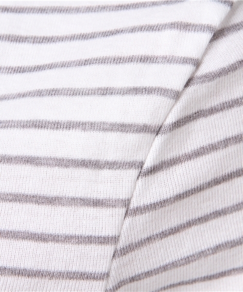 three dots(スリードッツ)の「アミー T / ストライプ コットンニット 七分袖(Tシャツ/カットソー・レディース・ホワイト×グレー/グレー×ピンク/ピンク系その他・SMALL/MEDIUM)」の10枚目の写真
