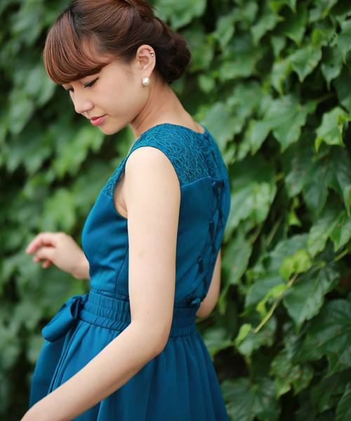 TRUDEA(トルディア)の「3WAYリバーシブルチュールオーバースカート付きフィッシュテールロングワンピース / 結婚式・成人式・謝恩会ワンピース・パーティードレス(ドレス・レディース・ワインレッド/ピンク/ネイビー/サックスブルー/グリーン/ミント/イエロー・MEDIUM)」の18枚目の写真