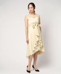 ３WAYリバーシブルチュールオーバースカート付きフィッシュテールロングワンピース  / 結婚式・成人式・謝恩会ワンピース・パーティードレス