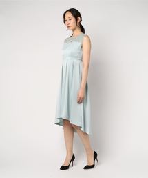 3WAYリバーシブルチュールオーバースカート付きフィッシュテールロングワンピース / 結婚式・成人式・謝恩会ワンピース・パーティードレス