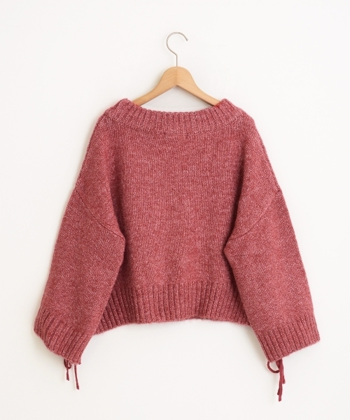 amelier MAJESTIC LEGON（アメリエルマジェスティックレゴン）の「レースアップケーブルプルオーバー（ニット/セーター・レディース・アイボリー/グレー/レッド・FREE）」の5枚目の写真