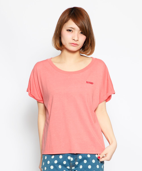 X-girl（エックスガール）の「BASIC S/S BIG TOP（Tシャツ/カットソー・レディース・ホワイト/ブラック/チャコールグレー/ピンク・1/2）」の4枚目の写真