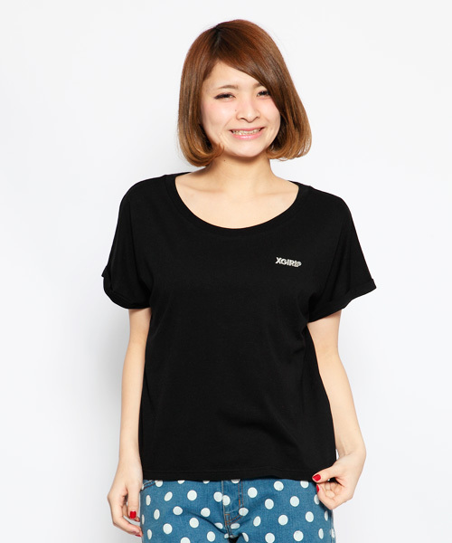 X-girl（エックスガール）の「BASIC S/S BIG TOP（Tシャツ/カットソー・レディース・ホワイト/ブラック/チャコールグレー/ピンク・1/2）」の3枚目の写真