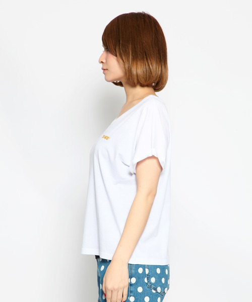X-girl（エックスガール）の「BASIC S/S BIG TOP（Tシャツ/カットソー・レディース・ホワイト/ブラック/チャコールグレー/ピンク・1/2）」の5枚目の写真