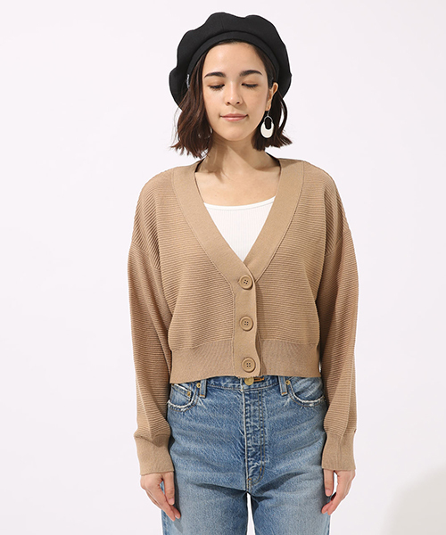 AZUL by moussy（アズールバイマウジー）の「ハイツイストショートカーデ（カーディガン/ボレロ・レディース・ベージュ/オフホワイト/ブルー/イエロー・MEDIUM/SMALL）」の8枚目の写真