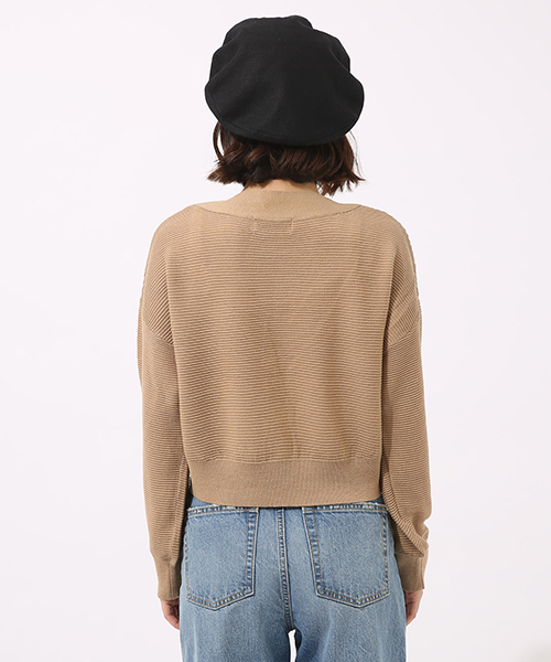 AZUL by moussy（アズールバイマウジー）の「ハイツイストショートカーデ（カーディガン/ボレロ・レディース・ベージュ/オフホワイト/ブルー/イエロー・MEDIUM/SMALL）」の10枚目の写真