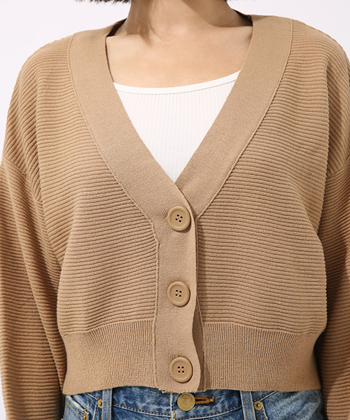 AZUL by moussy（アズールバイマウジー）の「ハイツイストショートカーデ（カーディガン/ボレロ・レディース・ベージュ/オフホワイト/ブルー/イエロー・MEDIUM/SMALL）」の11枚目の写真