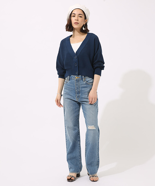AZUL by moussy（アズールバイマウジー）の「ハイツイストショートカーデ（カーディガン/ボレロ・レディース・ベージュ/オフホワイト/ブルー/イエロー・MEDIUM/SMALL）」の15枚目の写真
