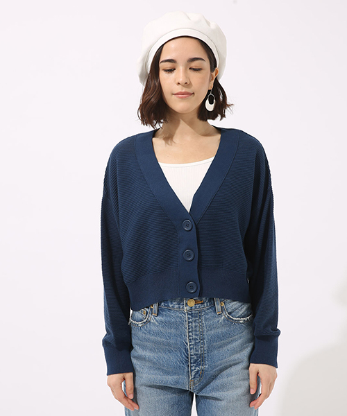 AZUL by moussy（アズールバイマウジー）の「ハイツイストショートカーデ（カーディガン/ボレロ・レディース・ベージュ/オフホワイト/ブルー/イエロー・MEDIUM/SMALL）」の16枚目の写真