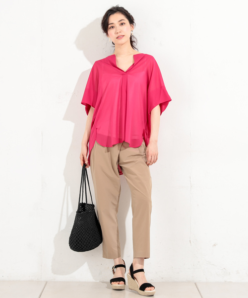 RIVE DROITE（リヴドロワ）の「強撚スキッパーブラウス（シャツ/ブラウス・レディース・ローズ/ブラック/ブラウン・FREE）」の7枚目の写真