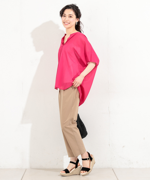 RIVE DROITE（リヴドロワ）の「強撚スキッパーブラウス（シャツ/ブラウス・レディース・ローズ/ブラック/ブラウン・FREE）」の8枚目の写真