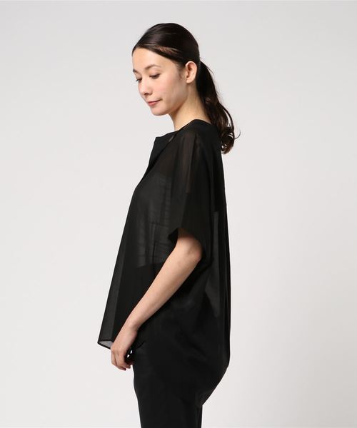 RIVE DROITE（リヴドロワ）の「強撚スキッパーブラウス（シャツ/ブラウス・レディース・ローズ/ブラック/ブラウン・FREE）」の4枚目の写真