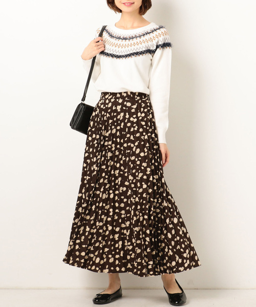 archives（アルシーヴ）の「レオパードプリーツロングスカート（スカート・レディース・オフホワイト/ブラック/モカ・MEDIUM）」の6枚目の写真