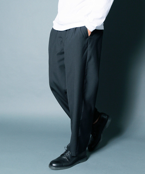 Magine(マージン)の「T/W TROPICAL 2TUCK WIDE CROPPED PANTS:トロピカル2タック ワイドクロップドパンツ(スラックス・メンズ・ブラック/ネイビー/グレー・44/46/48)」の2枚目の写真