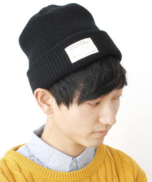WEGO（ウィゴー）の「WEGO/リブニットキャップ（ニットキャップ/ビーニー・メンズ・ブラック/ライム/ネイビー/ライトイエロー/グレー/ブルー/ワイン/オフホワイト・FREE）」の3枚目の写真