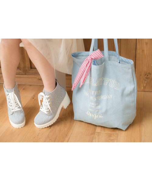 INGNI（イング）の「リボン付トート/バッグ（トートバッグ・レディース・オフホワイト/ホワイト系その他/ネイビー/その他・ONE SIZE）」の13枚目の写真